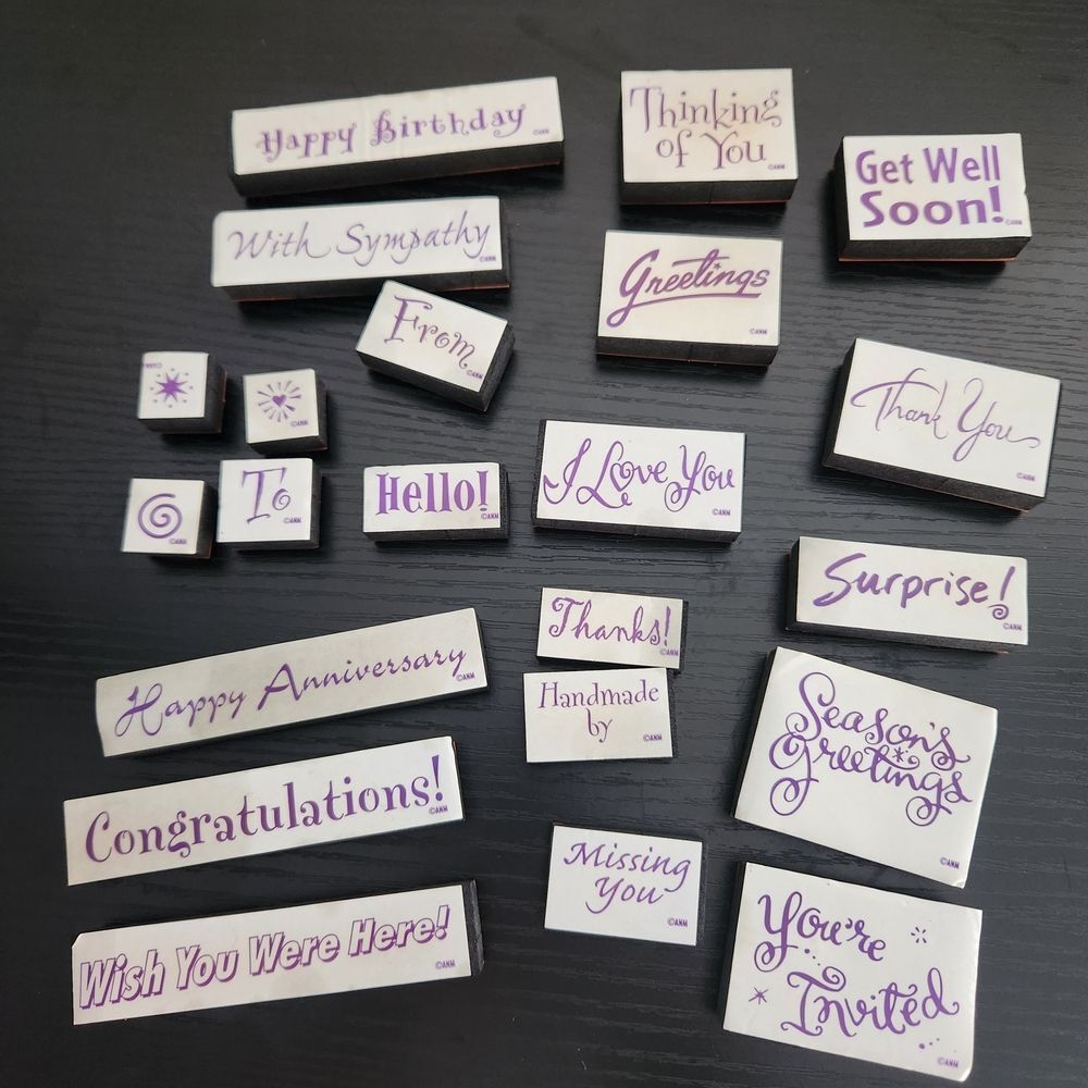 Unbranded Statement Rubber Stamp Set On Foam Blocking Various Sizes
